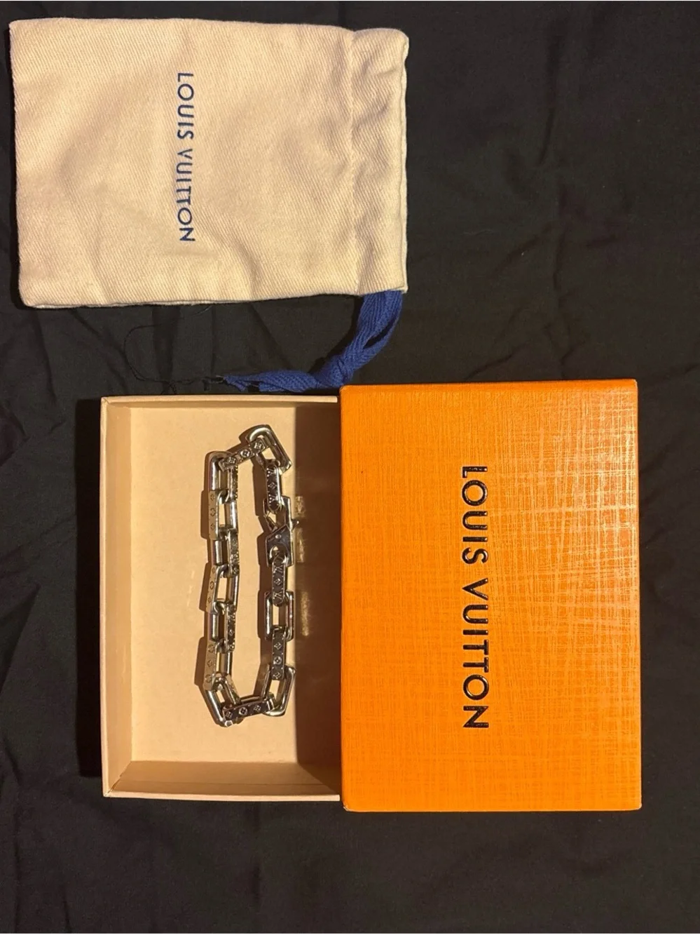 Louis Vuitton Orange Box with Black Logo Text